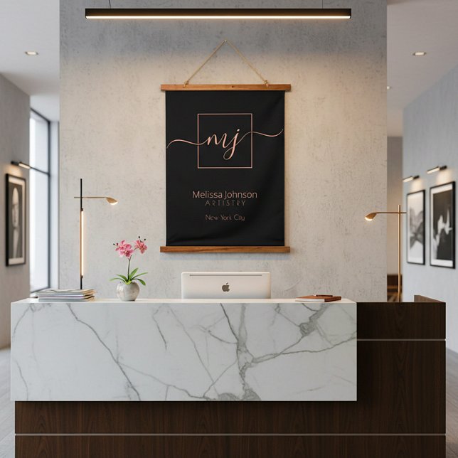 Tapiz Con Marco De Madera El oro Rosa elegante en negro (Subido por el creador)