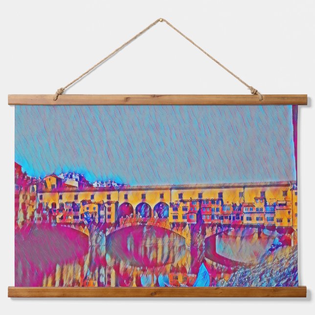 Tapiz Con Marco De Madera El Ponte Vecchio (Anverso )