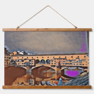 Tapiz Con Marco De Madera El Ponte Vecchio
