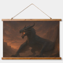 Tapiz Con Marco De Madera El que espera al atardecer - mítico Dragón Sentine