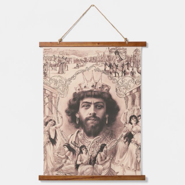 Tapiz Con Marco De Madera El Rey Salomón Rodeado De Chicas Bailarines (Anverso)