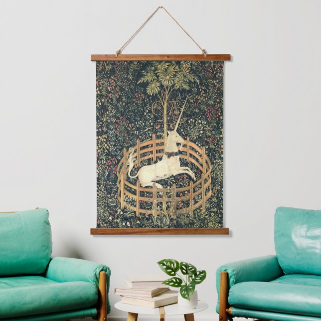 Tapiz Con Marco De Madera El Unicornio en cautiverio (1495-1505) medieval (Sala de estar)