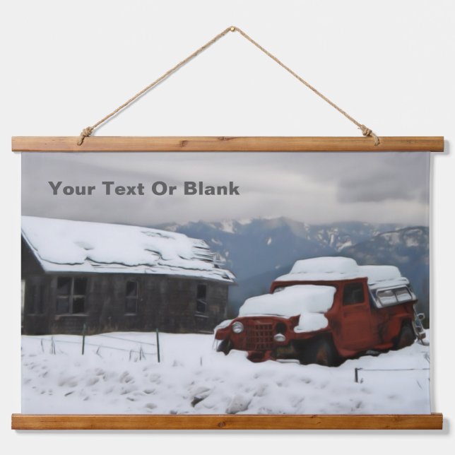 Tapiz Con Marco De Madera El viejo Camión Rojo (Anverso )