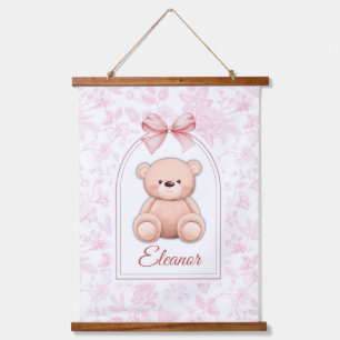 Tapiz Con Marco De Madera Eleanor Diseño de guardería de osito rosado pers