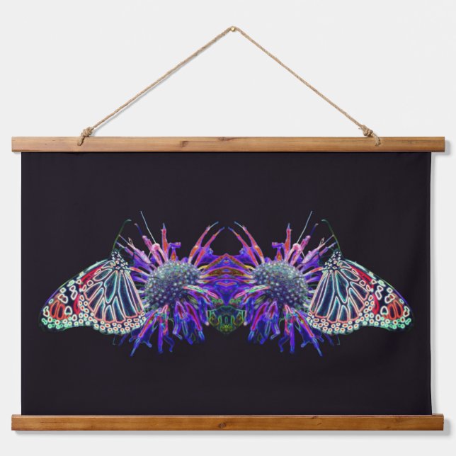 Tapiz Con Marco De Madera Electric Butterfly Abstract Nature Art  (Anverso )