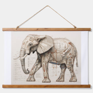 Tapiz Con Marco De Madera Elefante Africano Diagramático