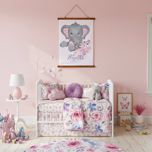 Tapiz Con Marco De Madera Elefante bebé acuarela adorable (Subido por el creador)