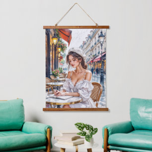 Tapiz Con Marco De Madera Elegancia de las Mujeres Parisinas: Ambiente de la