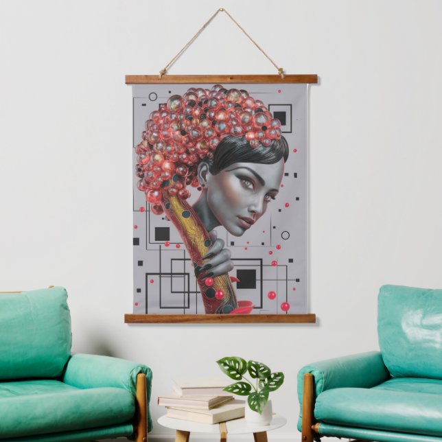 Tapiz Con Marco De Madera Elegancia en líneas: Prof. lateral de una mujer en (Sala de estar)