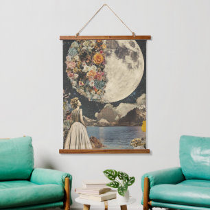 Tapiz Con Marco De Madera Elegancia iluminada por luna - Mujer con luna (2)