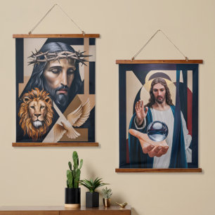 Tapiz Con Marco De Madera Elegancia neo-cubista Tributo Tapestries