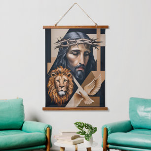 Tapiz Con Marco De Madera Elegancia neo-cubista Tributo Tapestries