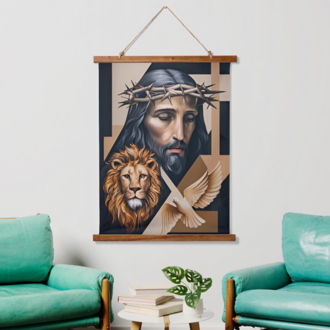 Tapiz Con Marco De Madera Elegancia neo-cubista Tributo Tapestries (Sala de estar)