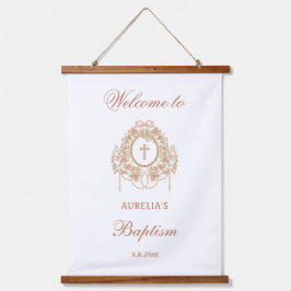 Tapiz Con Marco De Madera Elegant Frame Holy Cross Baptism Welcome