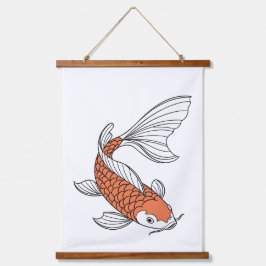 Tapiz Con Marco De Madera Elegant Gold Fish Decorative Wall Hanging Tapestry