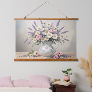 Tapiz Con Marco De Madera Elegante Bouquet de primavera en la floral vase su