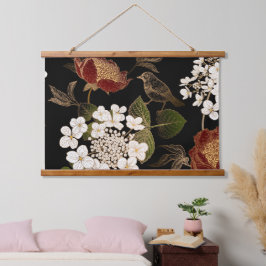 Tapiz Con Marco De Madera Elegante Chinoiserie inspirada en floraciones flor