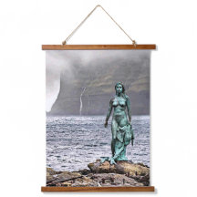 elegante estatua de sirena de bronce