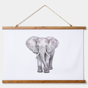 Tapiz Con Marco De Madera Elegante Ilustracion de Elefante acuático