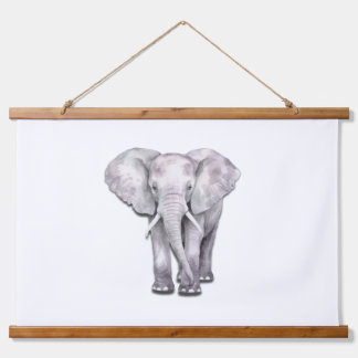 Tapiz Con Marco De Madera Elegante Ilustracion de Elefante acuático