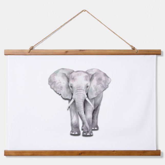 Tapiz Con Marco De Madera Elegante Ilustracion de Elefante acuático (Anverso )