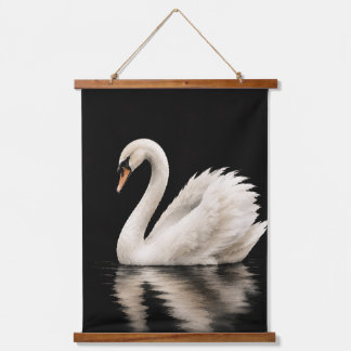Tapiz Con Marco De Madera Elegante Tapiz de Acuarela de Cisne Blanco