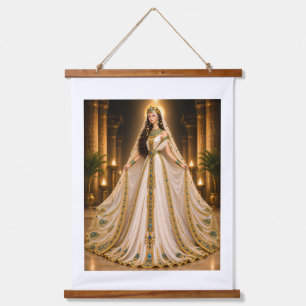 Tapiz Con Marco De Madera Elegante Tapiz Mural de Mujer Fantasía Dorada – Lu