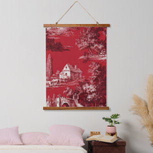Tapiz Con Marco De Madera Elegante Toile Carmesí - Motivos del Campo Francés