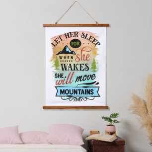 Tapiz Con Marco De Madera Ella Movirá Montañas Palabra Arte