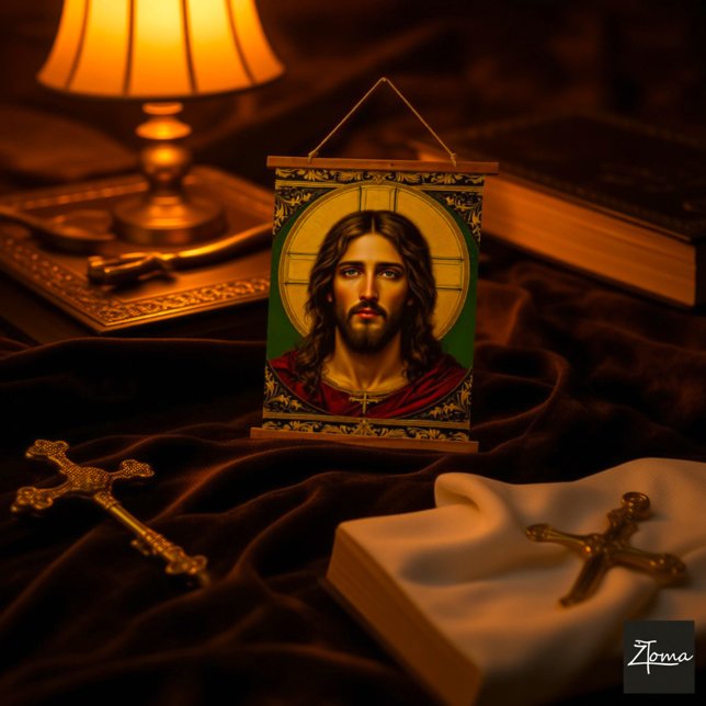 Tapiz Con Marco De Madera Emerald Sacred Icon - Jesus (Subido por el creador)
