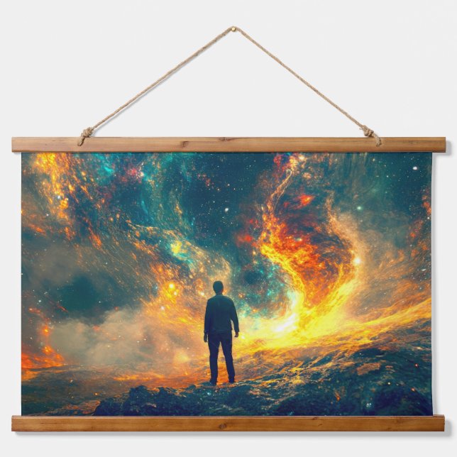 Tapiz Con Marco De Madera En el universo (Anverso )