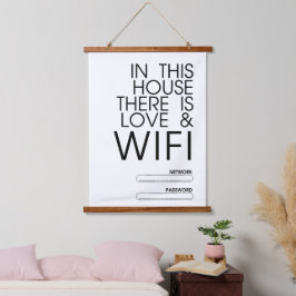 Tapiz Con Marco De Madera En esta casa hay amor y arte de pared WiFi