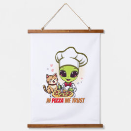 Tapiz Con Marco De Madera En Pizza Confiamos Arte de Chef Alien