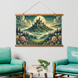 Tapiz Con Marco De Madera Encantado "Castillo onlit Dreamscape"