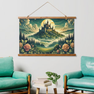 Tapiz Con Marco De Madera Encantado "Castillo onlit Dreamscape"