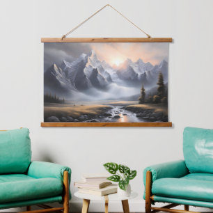 Tapiz Con Marco De Madera Encantado paisaje montañoso Hogar caprichoso