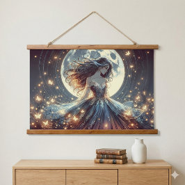 Tapiz Con Marco De Madera Encantadora de Mariposas a la Luz de la Luna Fanta