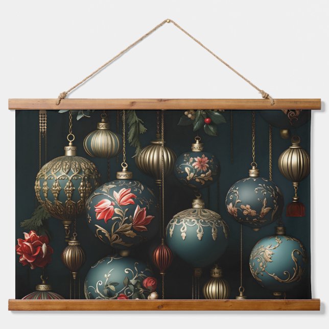 Tapiz Con Marco De Madera Encanto de vacaciones nocturnas Botánico (Anverso )