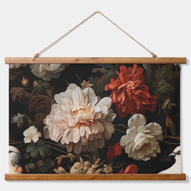 Tapiz Con Marco De Madera Encanto de vacaciones nocturnas Botánico (Anverso )