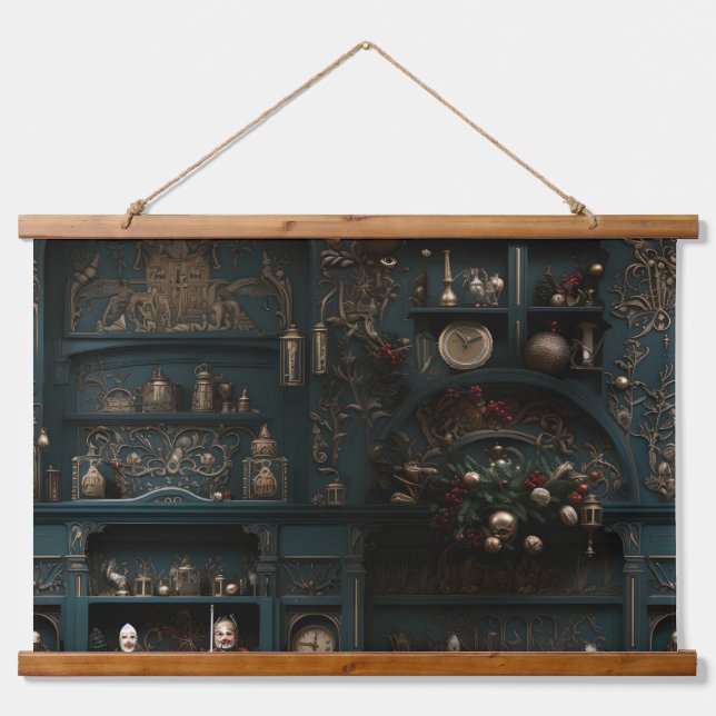 Tapiz Con Marco De Madera Encanto de vacaciones nocturnas Botánico (Anverso )