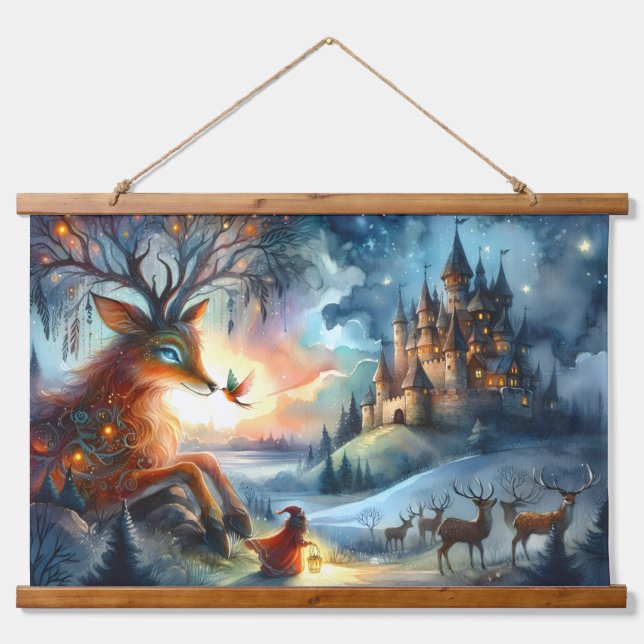 Tapiz Con Marco De Madera Enchanted Castle Winter Art (Anverso )