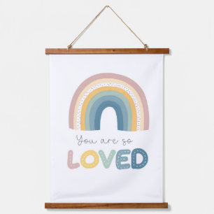 Tapiz Con Marco De Madera Eres tan querida Nursera Infantil Arcoiris