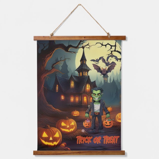 Tapiz Con Marco De Madera Erie Halloween  (Anverso)