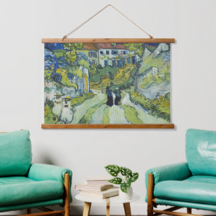 Tapiz Con Marco De Madera Escalera de Van Gogh en paisaje de Auvers Arte