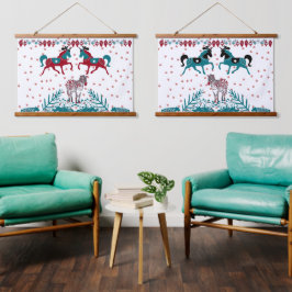 Tapiz Con Marco De Madera Escandia Arte Popular Animales nórdicos Caballos d