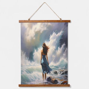 Tapiz Con Marco De Madera Escape oceánico sereno - Arte costero