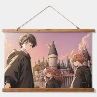 Tapiz Con Marco De Madera Escena Anime de HARRY POTTER™ Hermione y Ron en HO