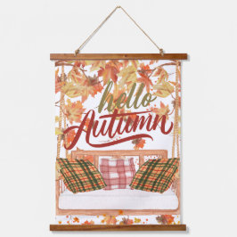 Tapiz Con Marco De Madera Escena de hojas naranjas de Acción de Gracias de o