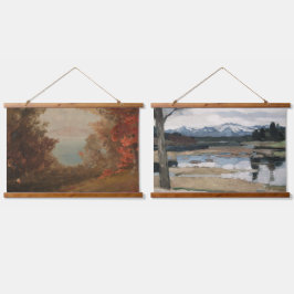 Tapiz Con Marco De Madera Escena de Woodland en el otoño de Hudson o el Main