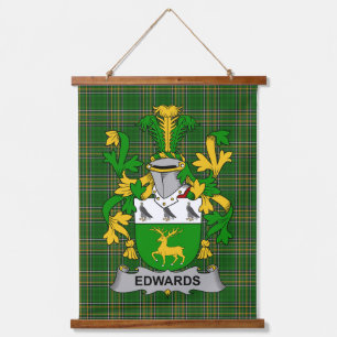 Tapiz Con Marco De Madera Escudo de Armas de Edwards Irlandés Cresta de la F
